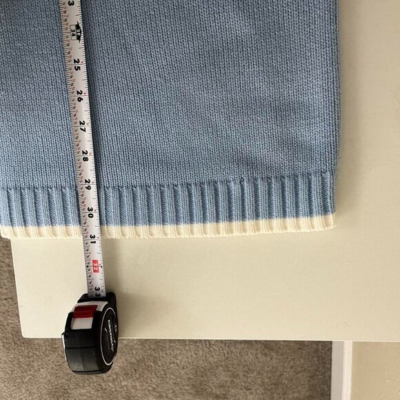 baby blue striped y2k Southpole chunky knit quarter zip sweater - Picture 7 of 8